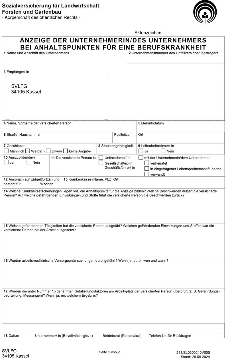 Meldeformular SVLFG meldeformular svlfg