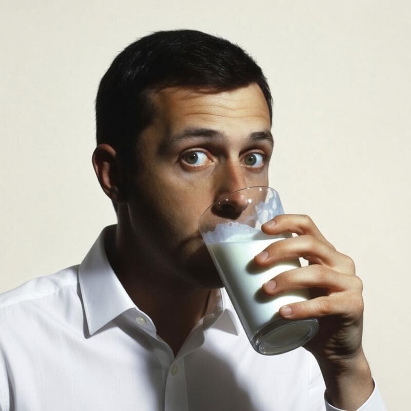 Mann mit Milch und Hemd Mann mit Milch und Hemd